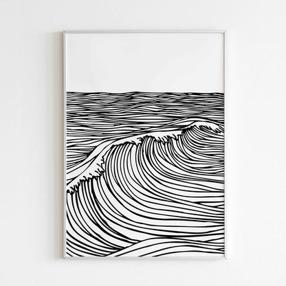 Minimalist waves poster, adding a touch of modern elegance to your decor.