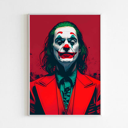 Joker poster, a thought-provoking depiction of the iconic comic book character.