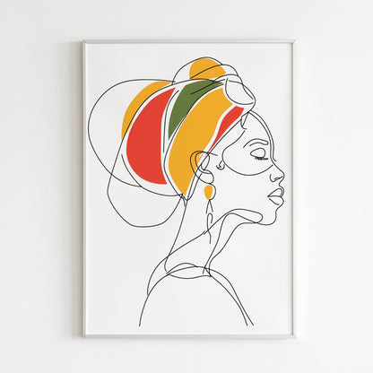 African Woman Line Art