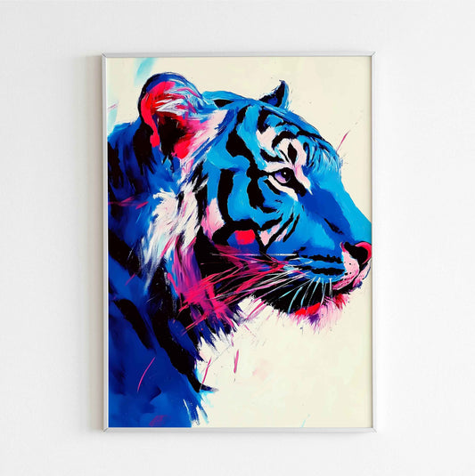 Retro tiger wall art print for vintage-inspired decor