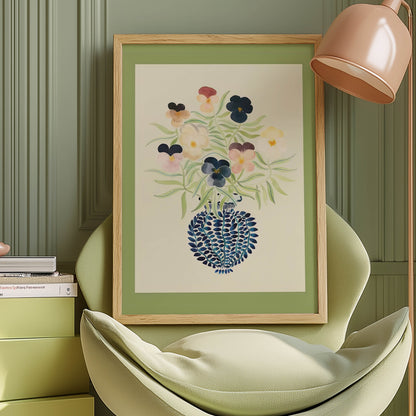 Pansies Blue Vase