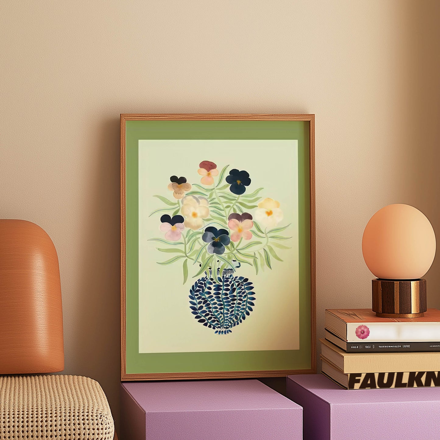 Pansies Blue Vase