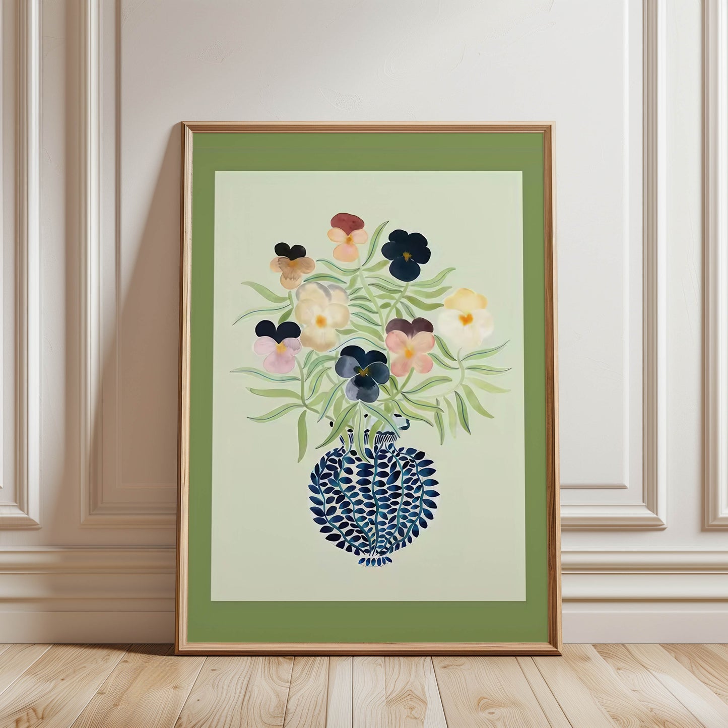 Pansies Blue Vase