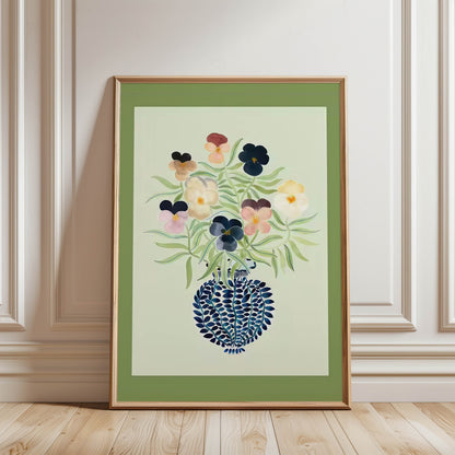 Pansies Blue Vase