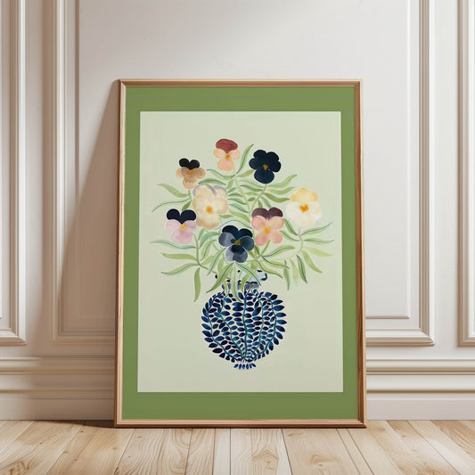 Pansies Blue Vase