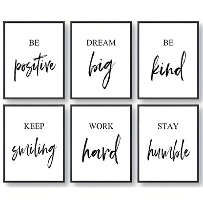 6-piece set of 8x10 inches motivational quotes posters for home or office
