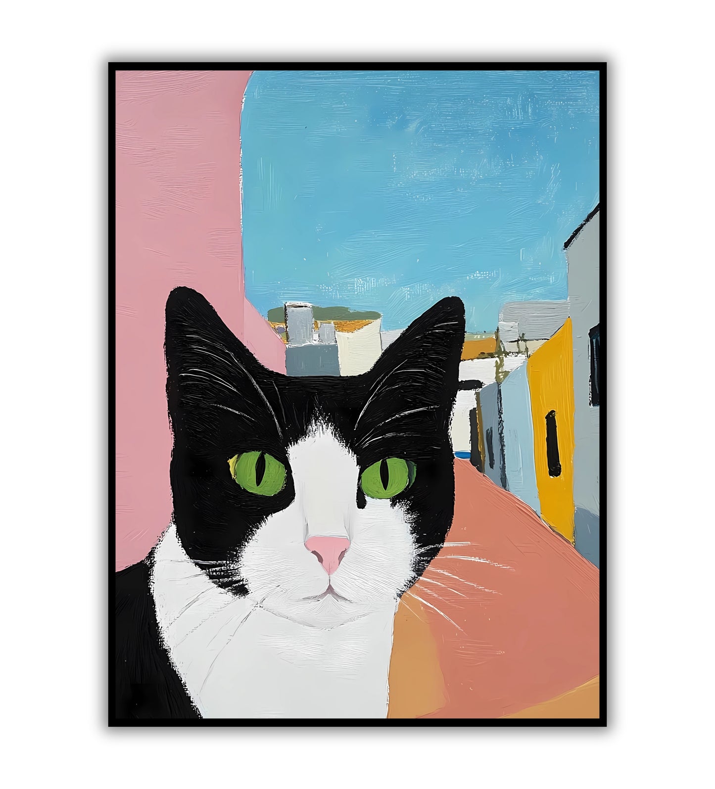 Cat View poster for feline lovers and creative decor.	