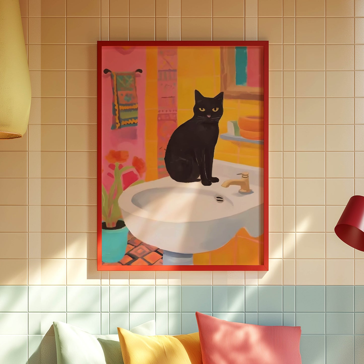 Cat Colourful Sink