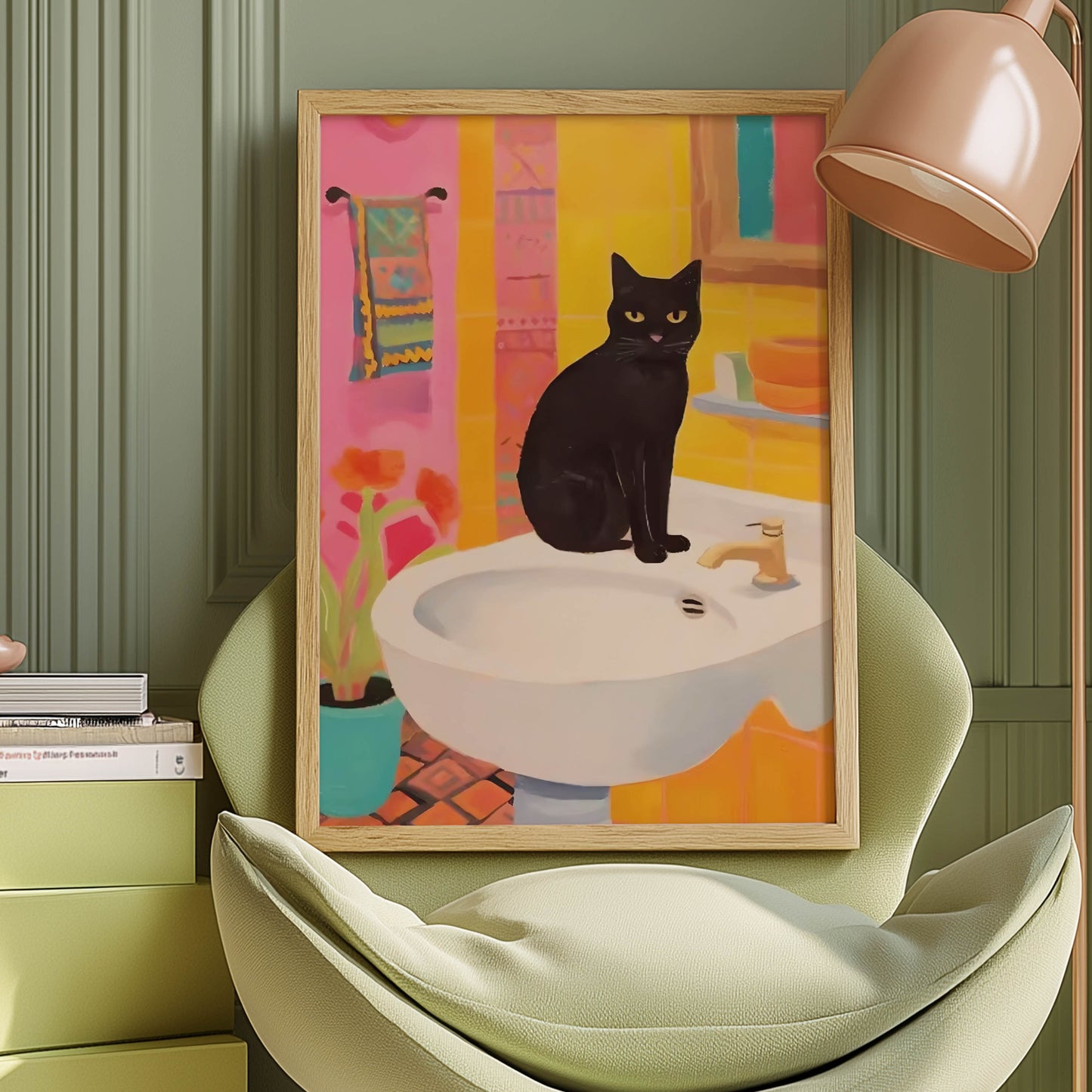 Cat Colourful Sink
