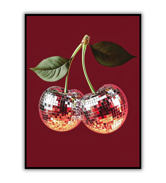 Disco Cherries poster for playful and vibrant walls.	