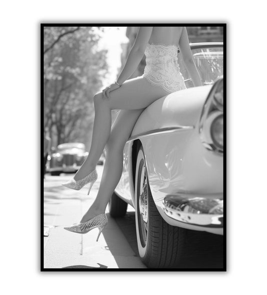 Girl on the Bonnet printable wall art poster. Vintage-inspired artwork.