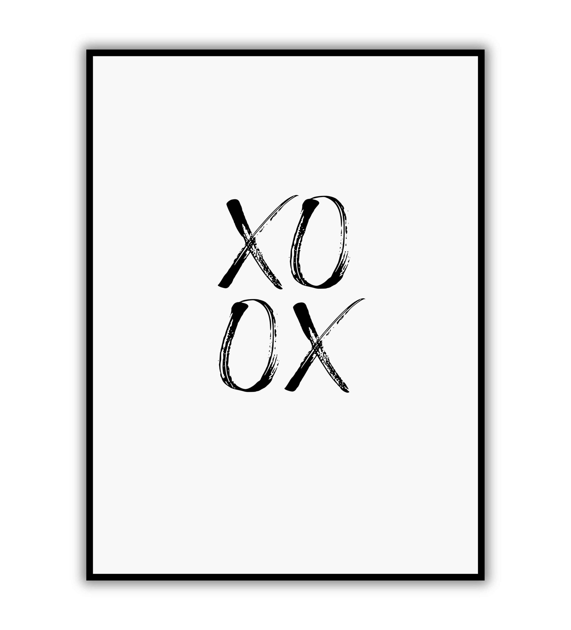 XOXO printable wall art poster. Playful expression of love with hearts and kisses.