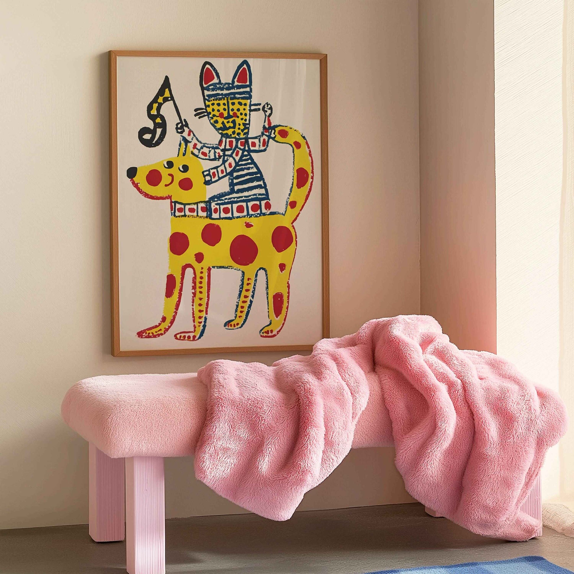 Bold Circus Duo print for colorful and dynamic decor.	