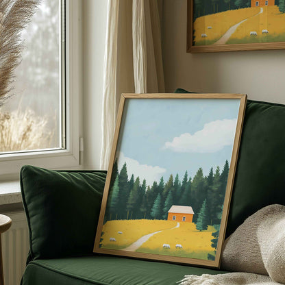 Cozy cabin-themed wall art for nature lovers.	