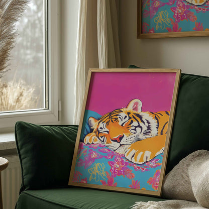 Minimalist tiger poster for tranquil interiors.	