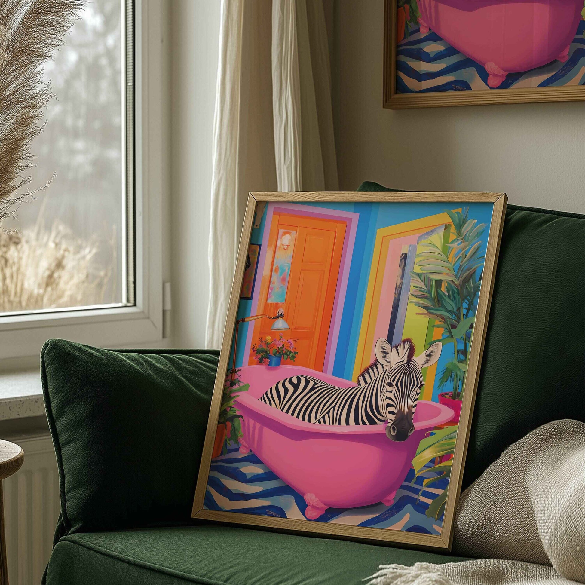 Playful zebra-themed wall art for unique spaces.	