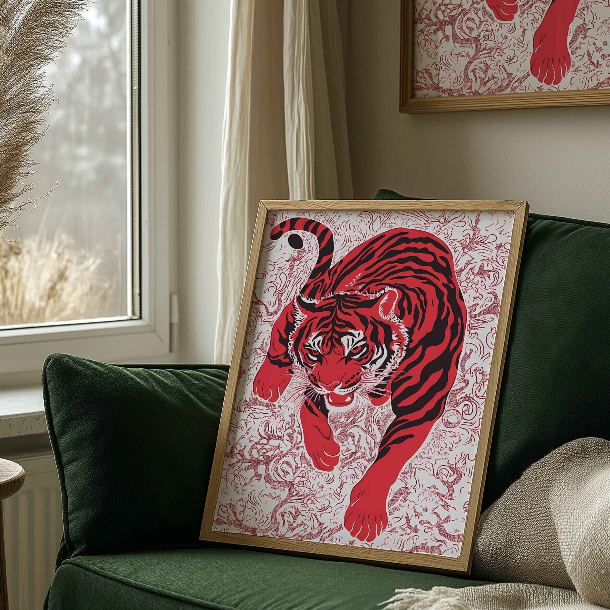 Vibrant tiger-themed art print for modern spaces.	