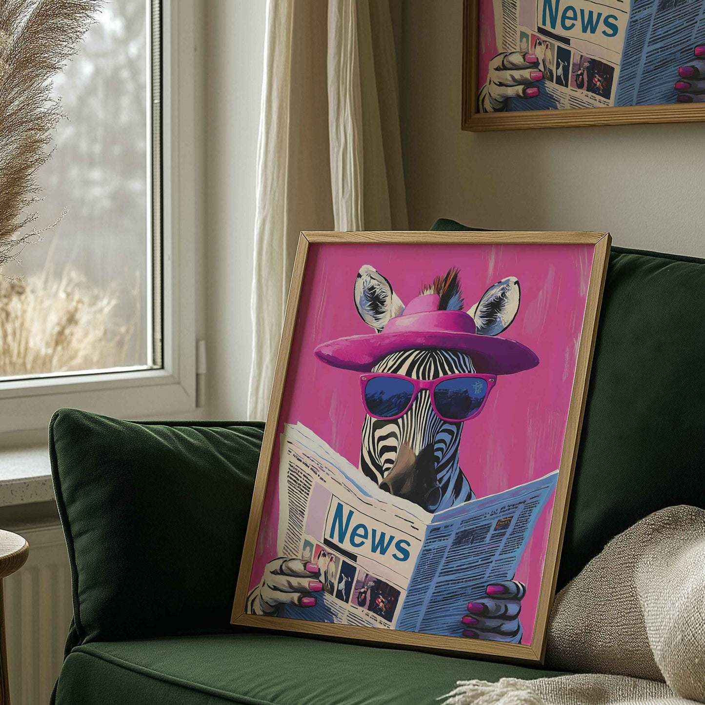 Funky zebra-inspired poster for retro-themed interiors.	