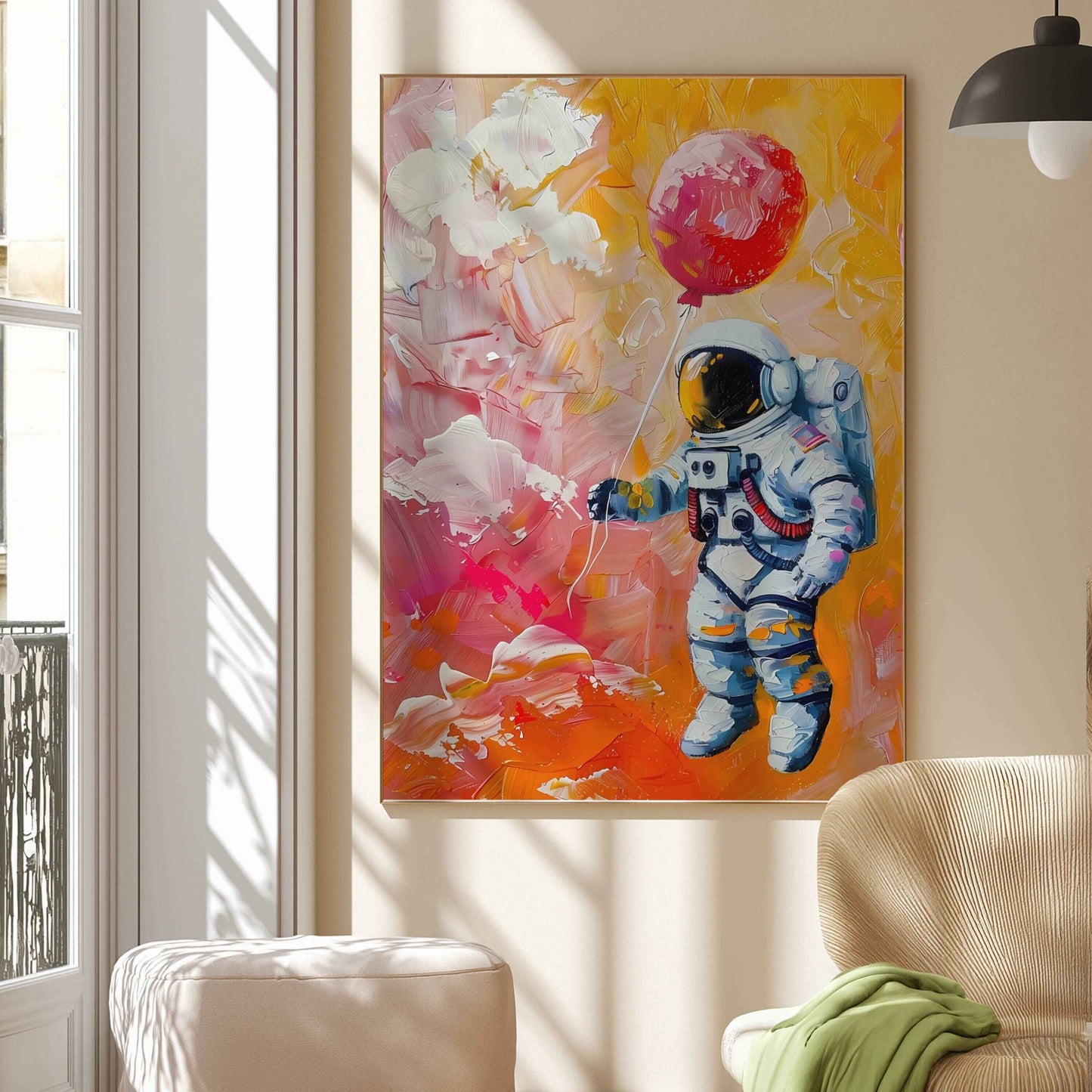 Astronaut holding a baloon