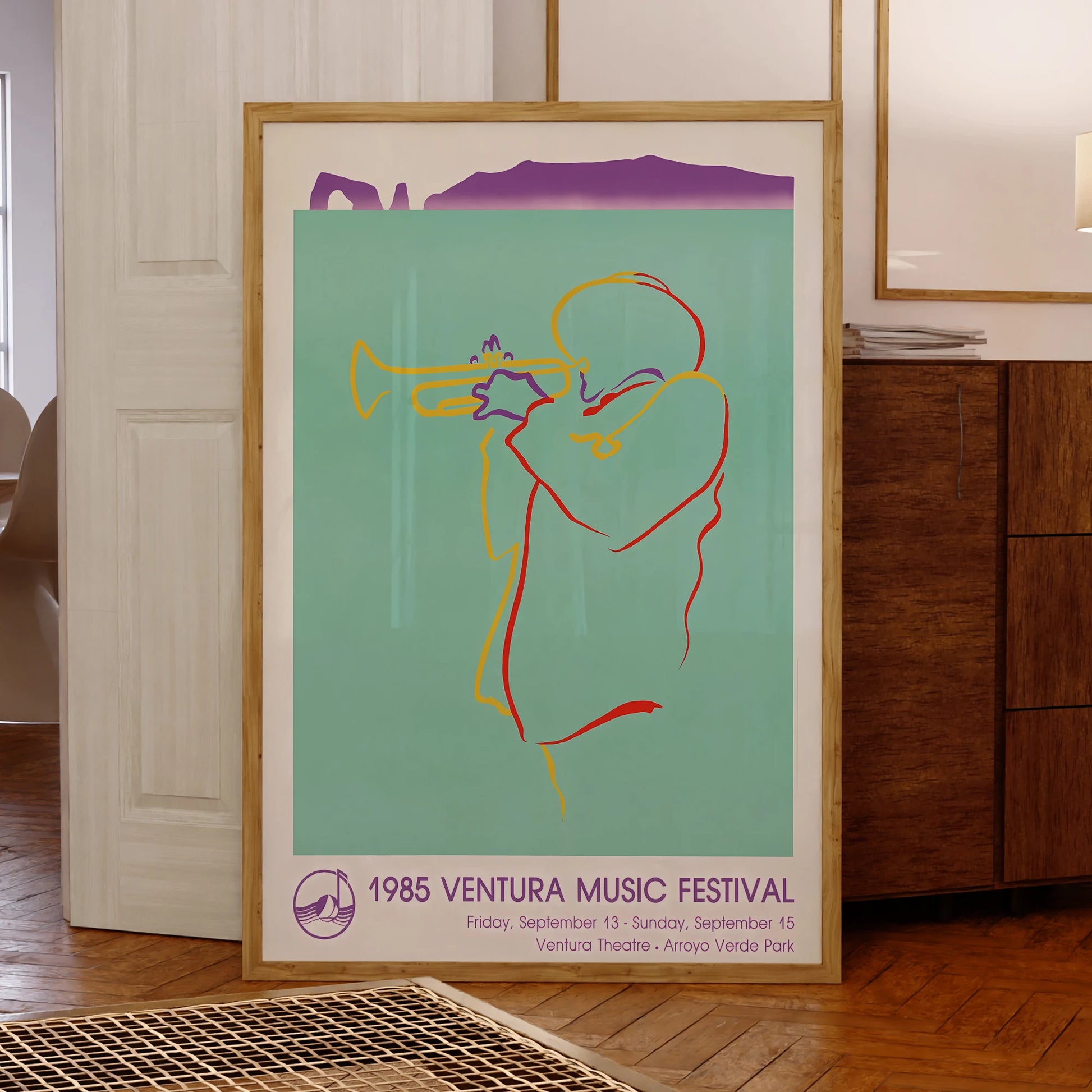 Modern retro abstract music festival poster for living room wall decor


