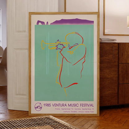Modern retro abstract music festival poster for living room wall decor

