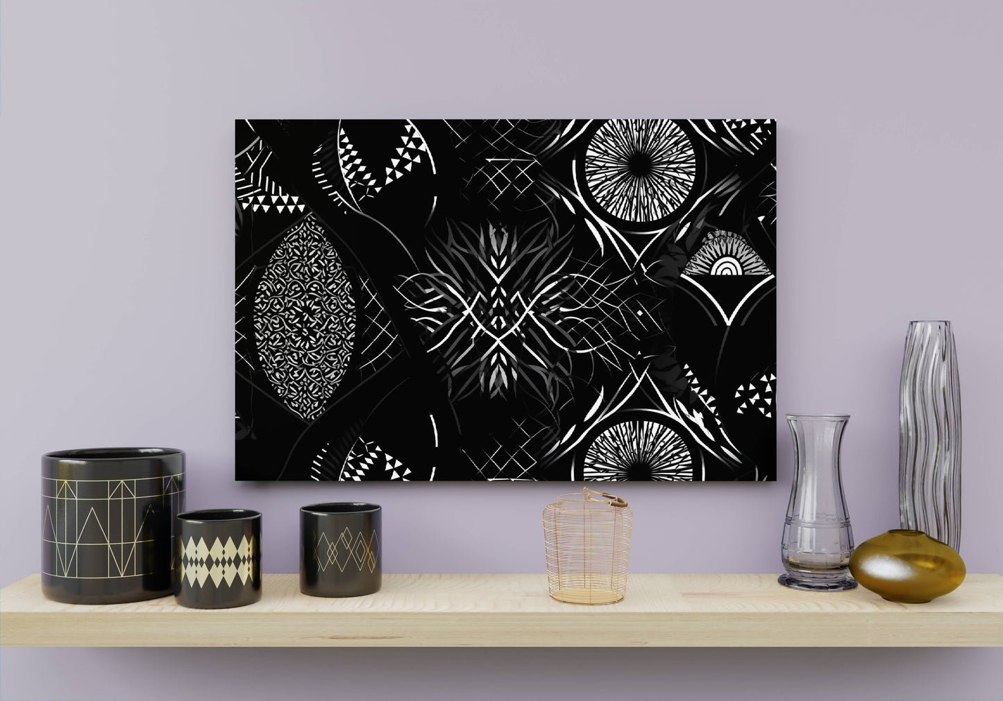 black and white abstract art print - front angle 