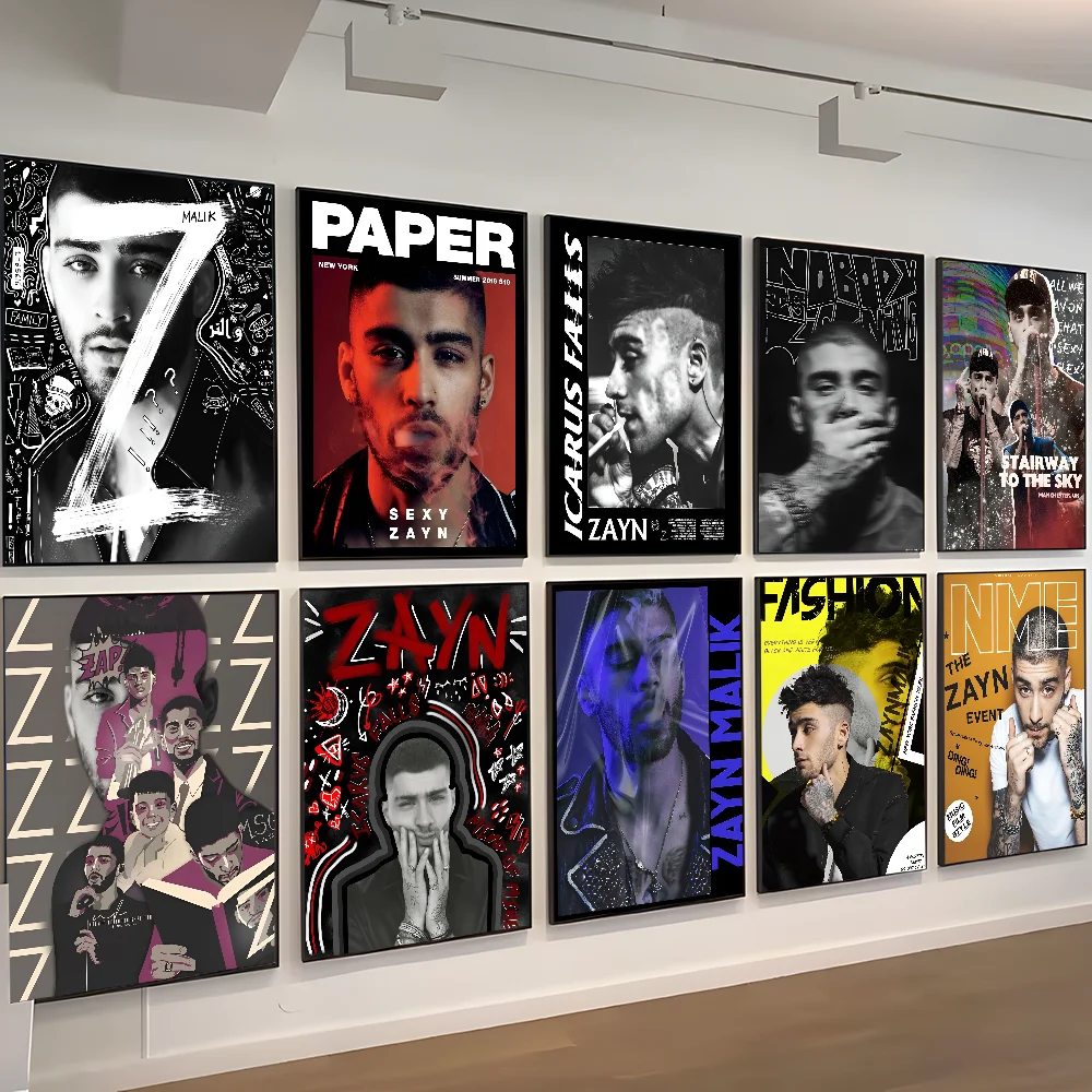 Singer Z-Zayn M-Malik Whitepaper Poster Waterproof Paper Sticker Coffee House Bar Aesthetic Art Wall Painting