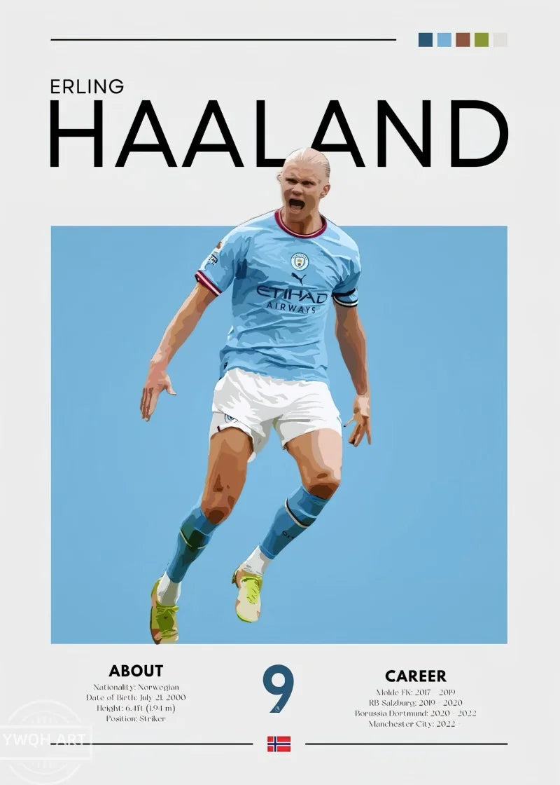 Famous Football Star Poster Modern Inspirational Canvas Painting Picture Soccer Wall Art Home Decoration Print Living Room Decor