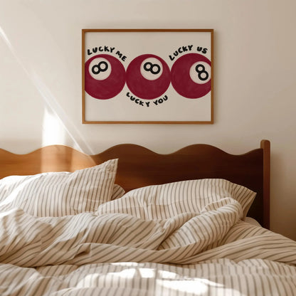 Red No.8 Ball Lucky Me Lucky You Canvas Print