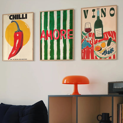 Amore Green Striped Canvas Print