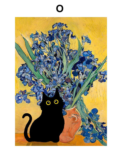 Funny Black Cat Art Matisse Monet Van Gogh Posters