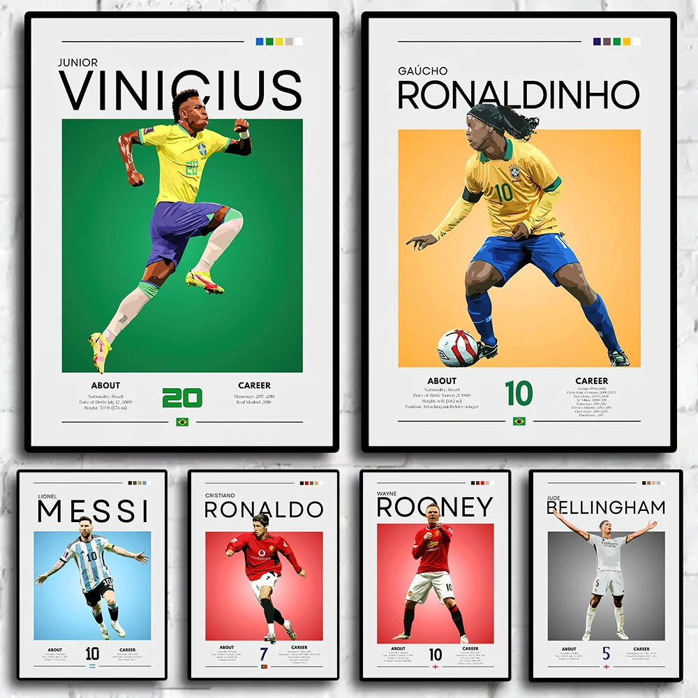 Famous Football Star Poster Modern Inspirational Canvas Painting Picture Soccer Wall Art Home Decoration Print Living Room Decor