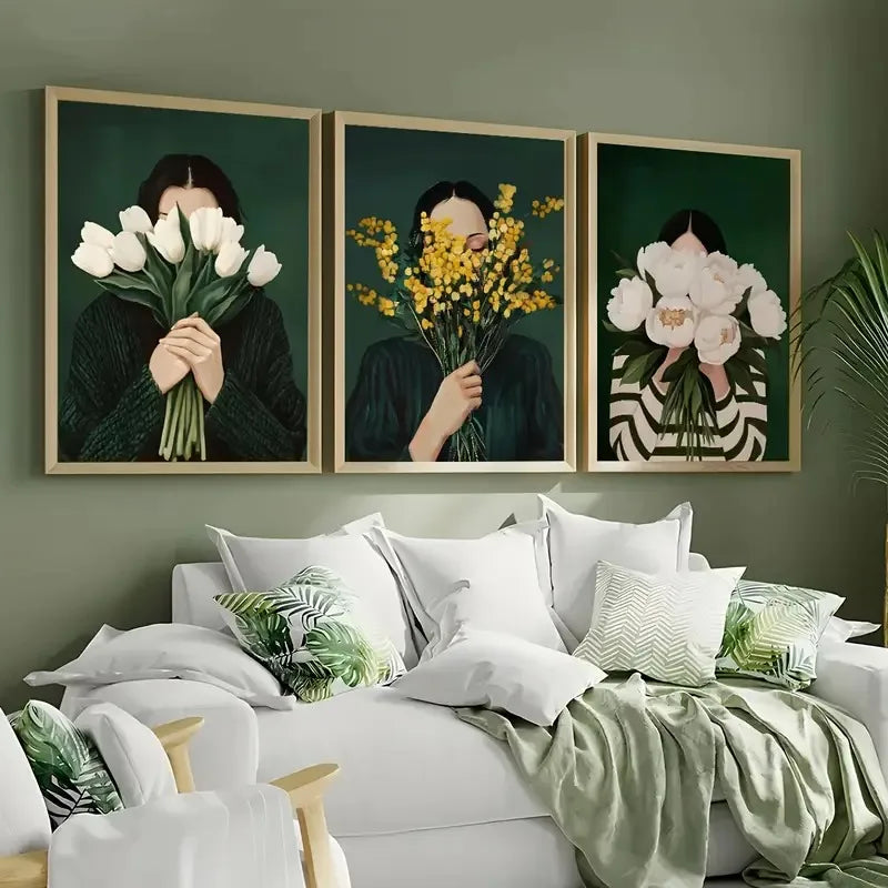 Green Abstract Figures Canvas Print