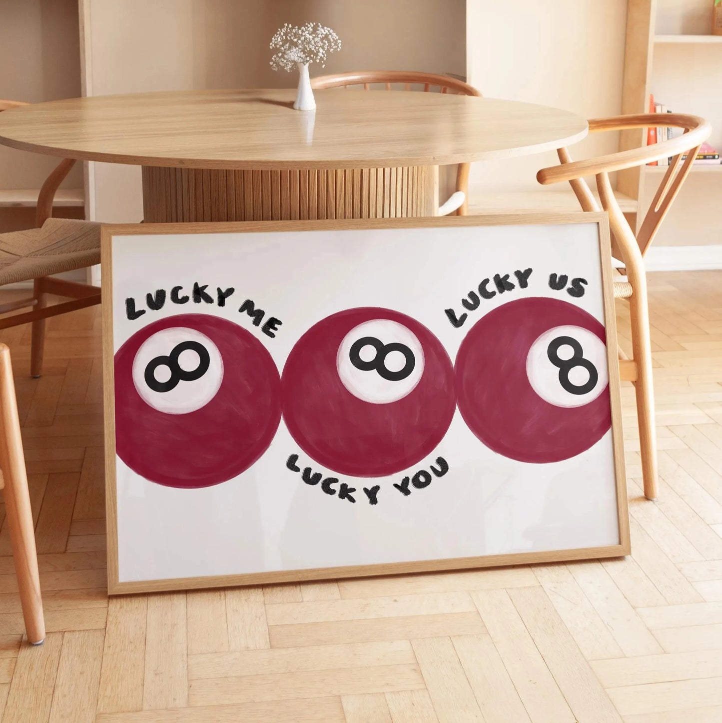 Red No.8 Ball Lucky Me Lucky You Canvas Print