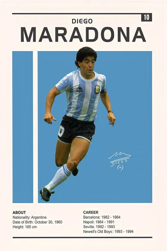Soccer Star Signature Poster And Prints Argentina Football M-maradona Signed Canvas Wall Art Sprot Player Decorative Painting
