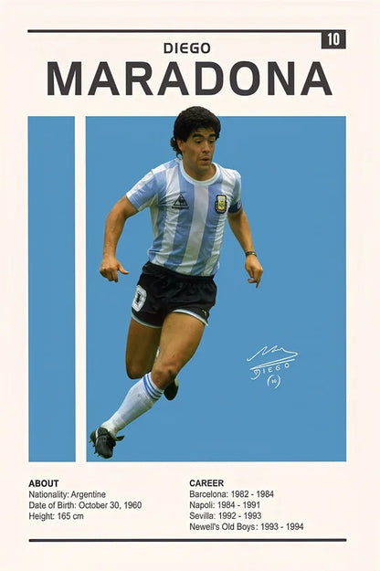 Soccer Star Signature Poster And Prints Argentina Football M-maradona Signed Canvas Wall Art Sprot Player Decorative Painting