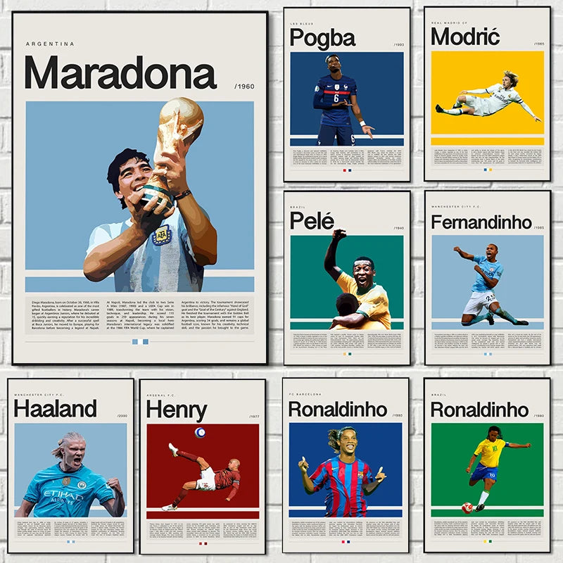 Famous Football Star Soccer Sports World Athlete Champion Player Poster Print Wall Art Pictures Canvas Painting Room Home Decor