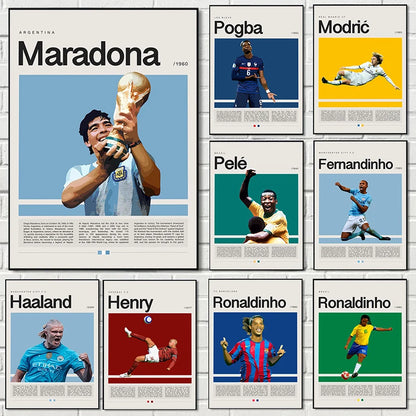 Famous Football Star Soccer Sports World Athlete Champion Player Poster Print Wall Art Pictures Canvas Painting Room Home Decor