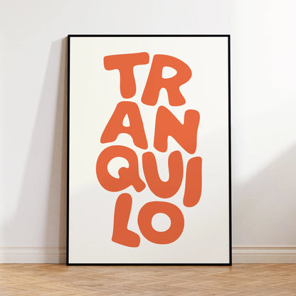 Boho Tranquilo Orange Cream Retro Typography Wall Art