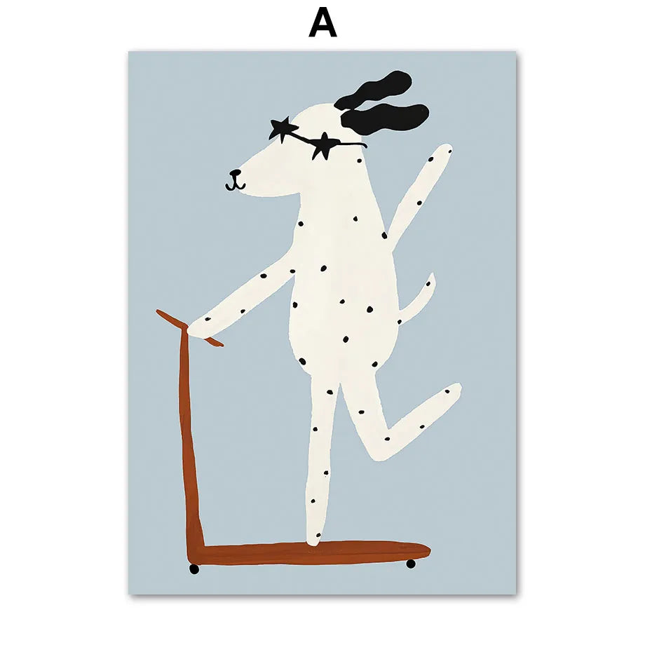 Funny Scooters Spotted Dog Bear Rabbit Duck Poster