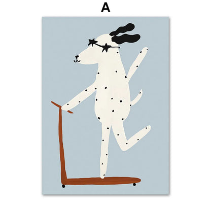 Funny Scooters Spotted Dog Bear Rabbit Duck Poster