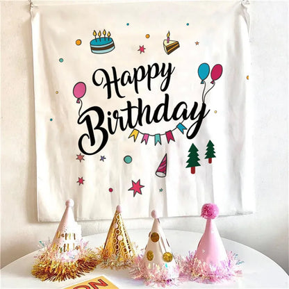 Happy Birthday Background Tapestry Cloth
