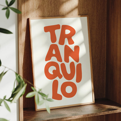 Boho Tranquilo Orange Cream Retro Typography Wall Art