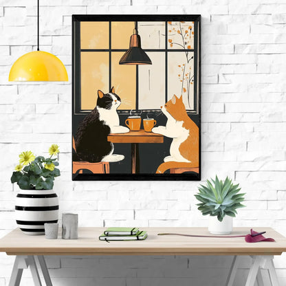 Funny Cat Coffee Wall Art