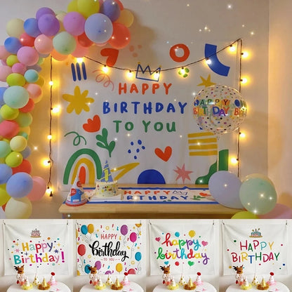 Happy Birthday Background Tapestry Cloth