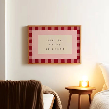 Retro Bedroom Wall Art, Checkered Wall Art