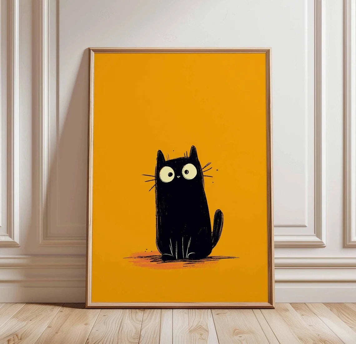 Black Cat Poster, Cute Cat Wall Art Print