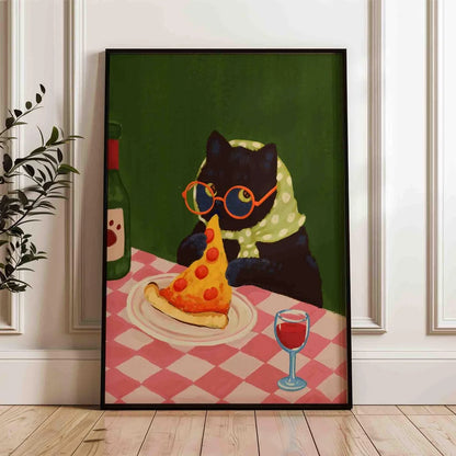 Cozy Diner Cat Wall Art - Charming Print