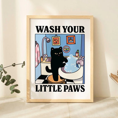 Cute Wash Paws Cat Canvas Print