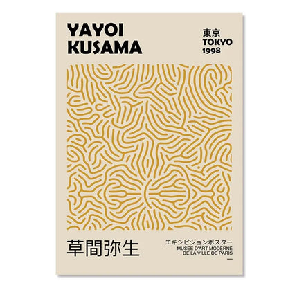 Abstract Yayoi Kusama Orange Wall Art